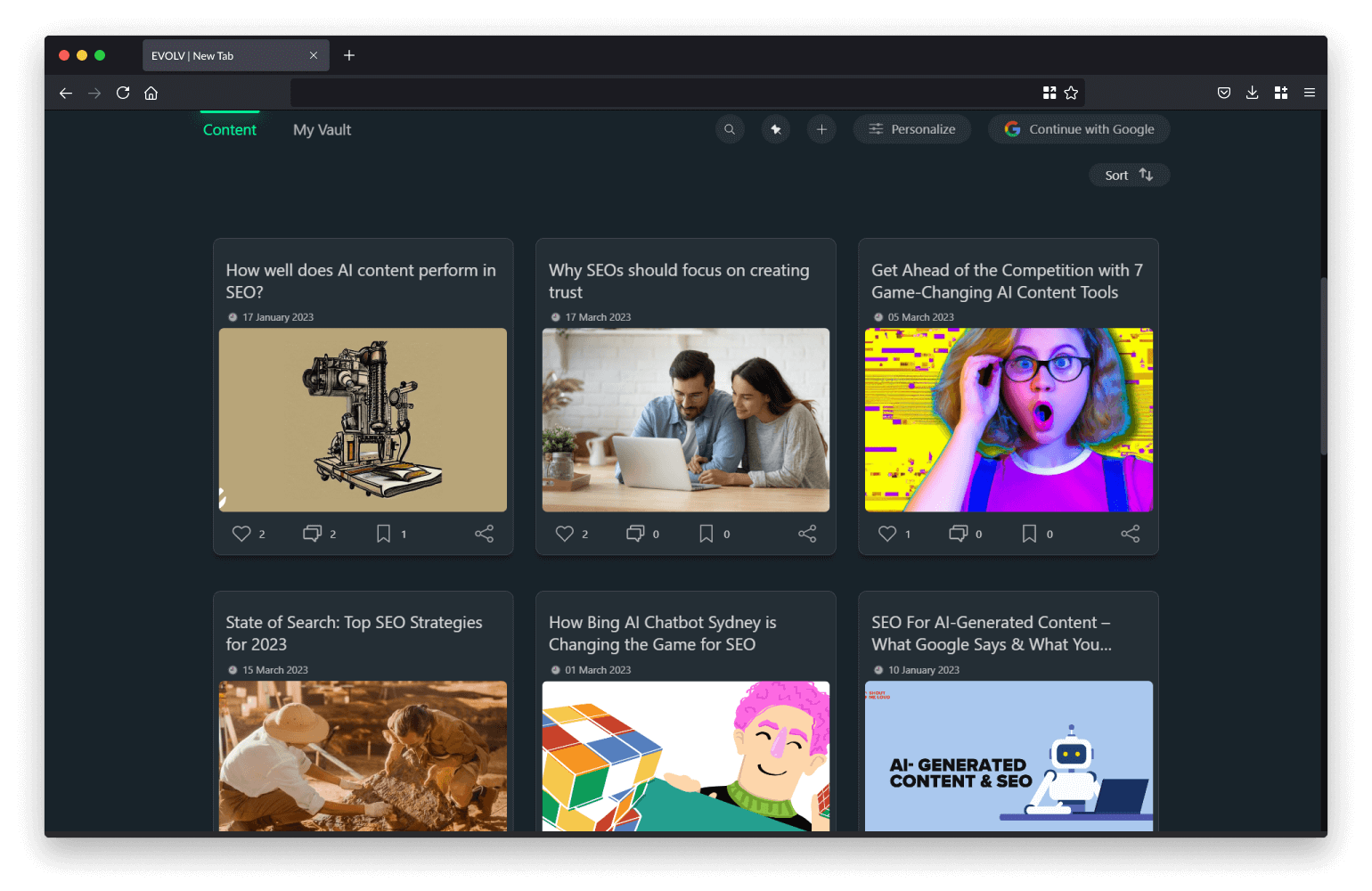 EVOLV | a New Tab for Marketers